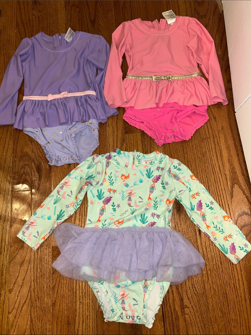 Rufflebutts Swimsuits - Pink, Lavender & Mint Mermaid-3T